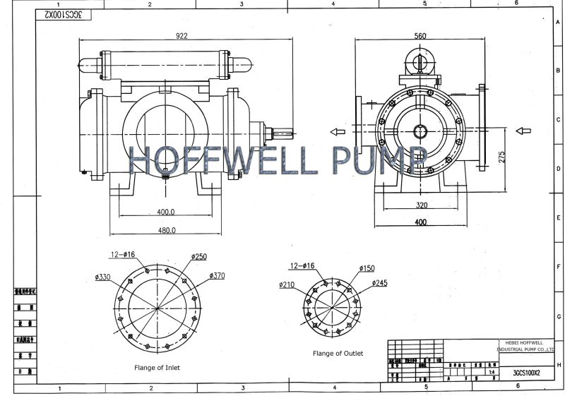 Bomba de tres tornillos de doble succi&oacute;n serie 3GCS